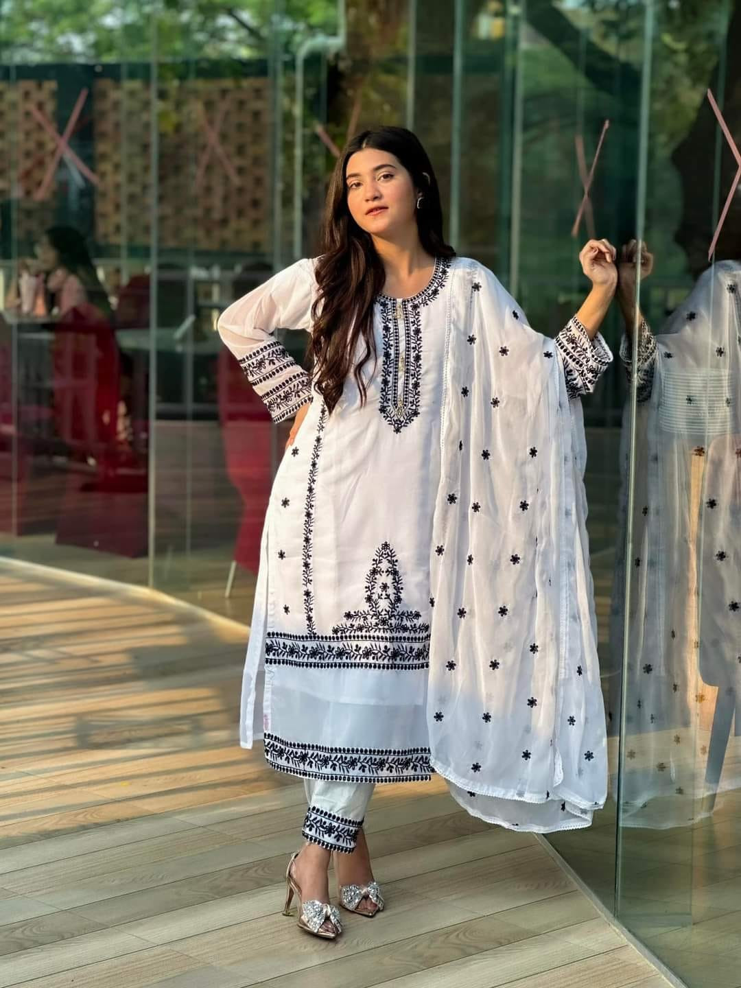 Embroidery Jorjet Three Piece